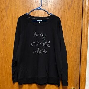 Maurices Black Sweater with Embroidered Script